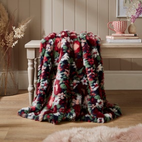 Carved Floral Fur Throw, 130cm x 180cm Carved Floral Fur Throw, 130cm x 180cm