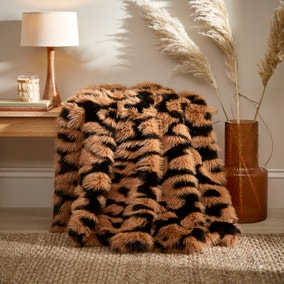 Global Leopard Print Faux Fur Throw, 130cm x 180cm Global Leopard Print Faux Fur Throw, 130cm x 180cm