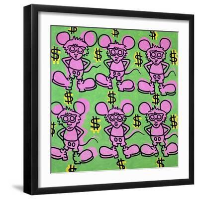 Andy Mouse 1985 - Black Framed Art Print Wall Art, 16x16