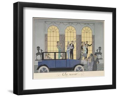 Au revoir People leaving in a car People in evening dress - Black Framed Art Print Wall Art, 12x9