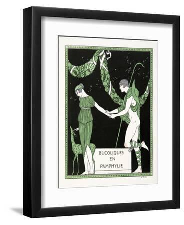 Bucoloques En Pamphylie, Illustration from Les Chansons De Bilitis, by Pierre Louys, Pub. 1922 (Poc - Black Framed Art Print Wall Art, 9x12