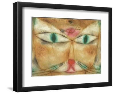 Cat and Bird - Black Framed Art Print Wall Art, 12x9