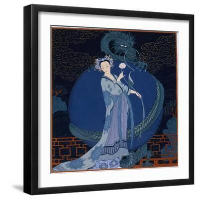 Lady With a Dragon - Black Framed Art Print Wall Art, 16x16 Lady With a Dragon - Black Framed Art Print Wall Art, 16x16