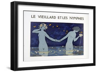 Le Vieillard Et Les Nymphes, Illustration from Les Chansons De Bilitis, by Pierre Louys, Pub. 1922 - Black Framed Art Print Wall Art, 18x12 Le Vieillard Et Les Nymphes, Illustration from Les Chansons De Bilitis, by Pierre Louys, Pub. 1922 - Black Framed Art Print Wall Art, 18x12