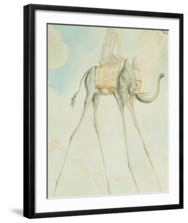 L'Elephante Giraffe - Black Framed Art Print Wall Art, 24x31