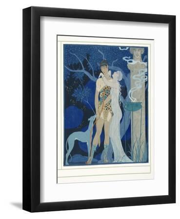 Phedre Et Hippolyte, from Personages De Comedie, Pub. 1922 (Pochoir Print) - Black Framed Art Print Wall Art, 9x12 Phedre Et Hippolyte, from Personages De Comedie, Pub. 1922 (Pochoir Print) - Black Framed Art Print Wall Art, 9x12