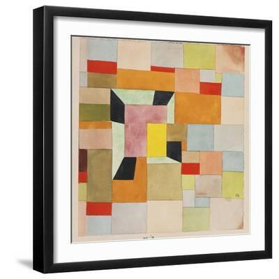 Split Coloured Rectangles - Black Framed Art Print Wall Art, 16x16