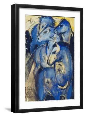 Tower of the Blue Horses, 1913 (Postcard to Else Lasker-Schueler) - Black Framed Art Print Wall Art, 12x18 Tower of the Blue Horses, 1913 (Postcard to Else Lasker-Schueler) - Black Framed Art Print Wall Art, 12x18