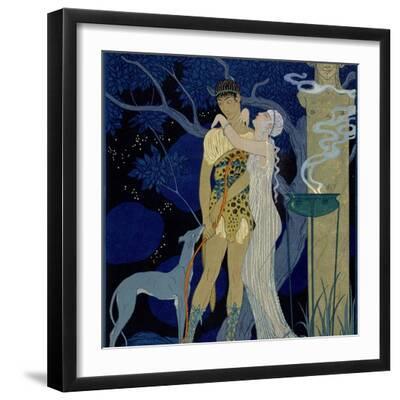 Venus and Adonis - Black Framed Art Print Wall Art, 16x16