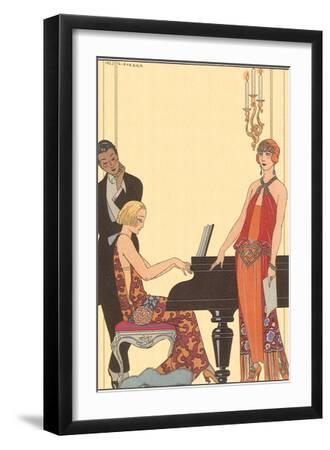 Woman Playing Piano, 1922 - Black Framed Art Print Wall Art, 12x18 Woman Playing Piano, 1922 - Black Framed Art Print Wall Art, 12x18